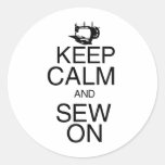 Keep Calm and Sew On Round Sticker