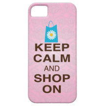 KEEP CALM and SHOP ON Pink Blue iPhone5 Case