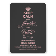 Keep Calm And Shower The Bride Funny Bridal Shower Custom Invitation