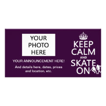 Keep Calm and Skate On (rollerskates) (any colour) Photo Card Template