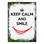 Keep Calm and Smile Grunge Border Greeting Card