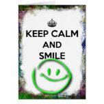 Keep Calm and Smile Grunge Border with Green Smile Cards