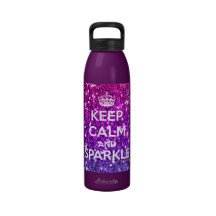 Keep Calm and Sparkle Glitter LookLike Rainbow Reusable Water Bottles