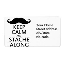 Keep Calm and Stache Along Personalized Shipping Label