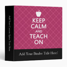 Keep Calm and Teach On, Pink Plaid Binders