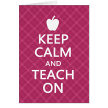 Keep Calm and Teach On, Pink Plaid Greeting Card