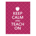 Keep Calm and Teach On, Pink Plaid Postcards