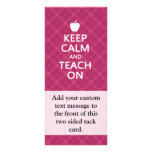 Keep Calm and Teach On, Pink Plaid Full Color Rack Card