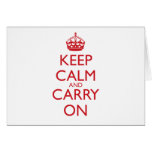Keep Calm & Carry On Fire Engine Red Text Greeting Card
