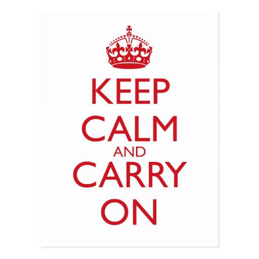 Keep Calm & Carry On Fire Engine Red Text Post Cards