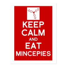 Keep Calm & eat mincepies Christmas postcard