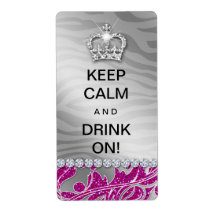Keep Calm Funny Wine Label Diva Pink Glitter