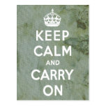 Keep Calm Green Fabric Postcards
