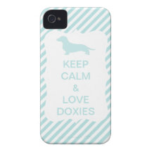 Keep Calm & Love Doxies Blue Stripe Case-Mate iPhone 4 Case
