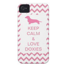 Keep Calm & Love Doxies Pink Zigzag iPhone 4 Cover