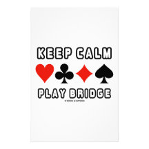 Keep Calm Play Bridge (Four Card Suits) Custom Stationery