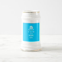 Keep calm & ride on (light blue) mugs