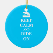 Keep calm & ride on (light blue) christmas ornament