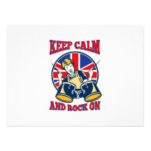 Keep Calm Rock On British Flag Queen Granny Drums Personalized Invitations