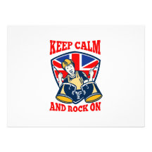 Keep Calm Rock On British Flag Queen Granny Drums Custom Invite