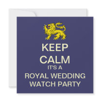 KEEP CALM Royal Wedding Party Invite (Lion - Blue)