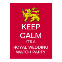 KEEP CALM Royal Wedding Watch Party Postcard postcards