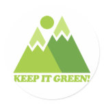 Keep it Green Mountains Round Stickers