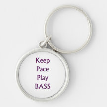 Keep pace Play bass purple text Key Chains