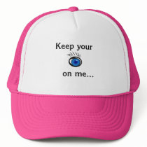 Keep your eye on me....White and Hot Pink hat hats