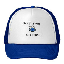 Keep your eye on me....White and Royal  Blue hat