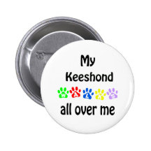 Keeshond Walks Design Pinback Button