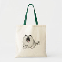 Keeshond with Puppies Tote Bags