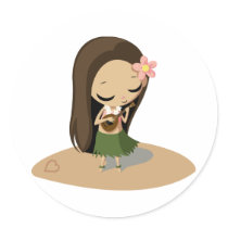 Keilana the Hula Girl Round Sticker