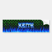 Keith blue fire and flames bumper sticker design.