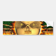 Keith skull real fire and flames bumper sticker de