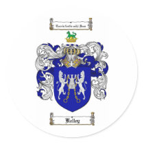 KELLEY FAMILY CREST -  KELLEY COAT OF ARMS ROUND STICKER