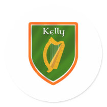 Kelly family crest kelly family name round stickers