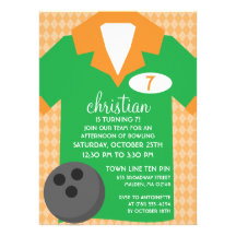 Kelly Green Join the Team Bowling Birthday Party Personalized Invites