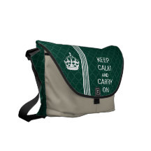 Kelly Green KEEP CALM AND CARRY ON Racing Stripe Messenger Bags