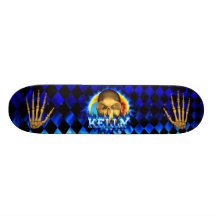Kelly skull blue fire Skatersollie skateboard