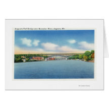 Kennebec River View of the Augusta Toll Bridge Greeting Cards