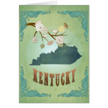 Kentucky State Map – Green Greeting Cards