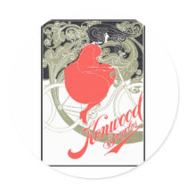 Kenwood Bicycles Art Nouveau Round Stickers
