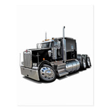 Kenworth w900 Black Truck Post Card