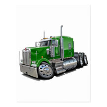 Kenworth w900 Green Truck Post Card