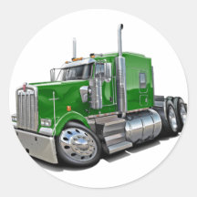 Kenworth w900 Green Truck Round Sticker