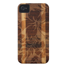 Keokea Beach Faux Wood Surfboard iPhone 4 Cases