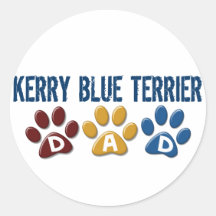 KERRY BLUE TERRIER Dad Paw Print 1 Round Sticker