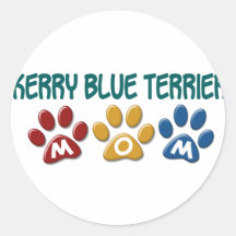 KERRY BLUE TERRIER Mom Paw Print 1 Round Stickers
