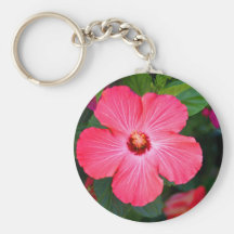 Ketmie rose lumineuse porte-clé